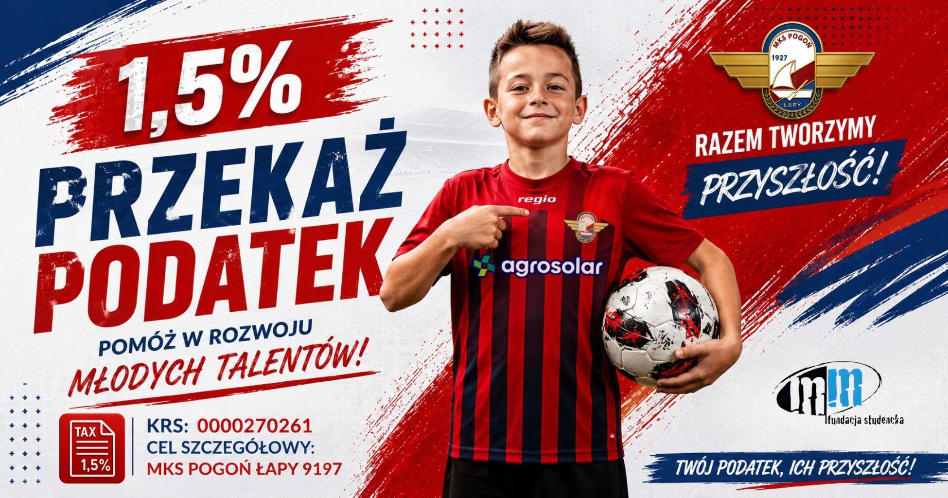Przekaż 1,5% podatku — MKS Pogoń Łapy