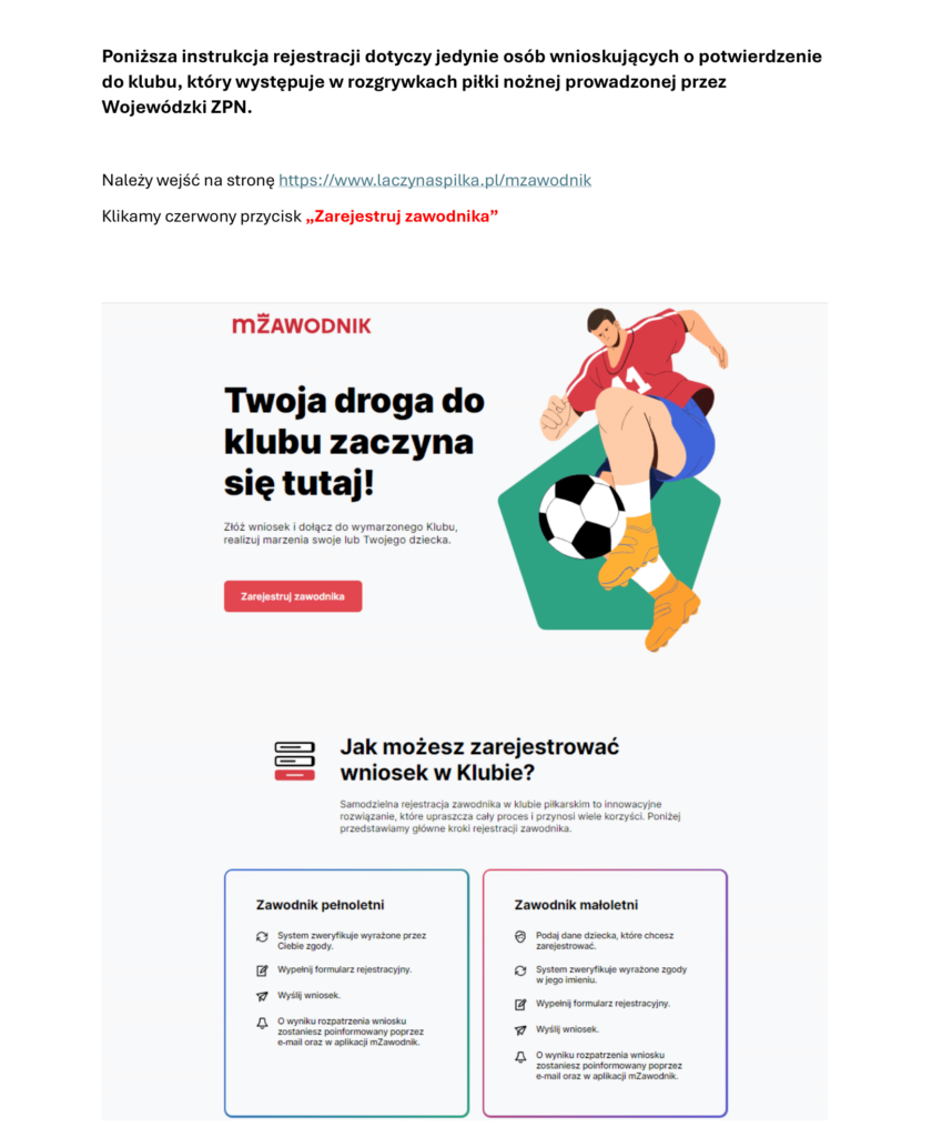 Instrukcja rejestracji w mZawodnik — strona 1